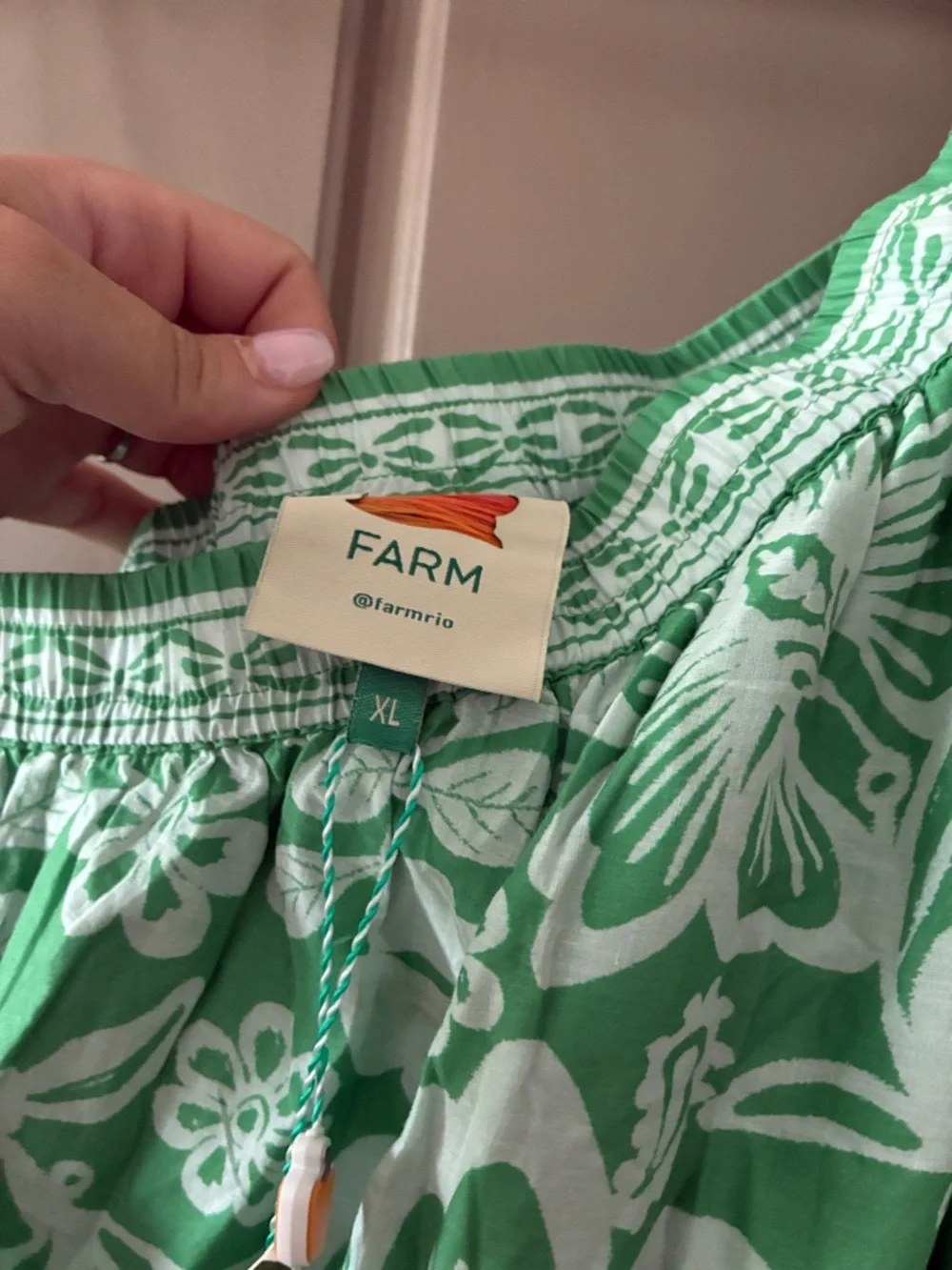 FARM Rio Green and White One-Shoulder Maxi Dress - Picture 3 of 3